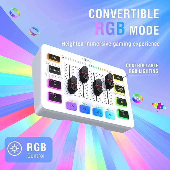 FIFINE Gaming Equipment Bundle XLR/USB Streaming Dynamic Microphone with Audio Mixer Set Podcast Recording Mic with Gain Knob PC Mixer with Slider Fader Kit for Video Game Voice-Ampligame KS5W
