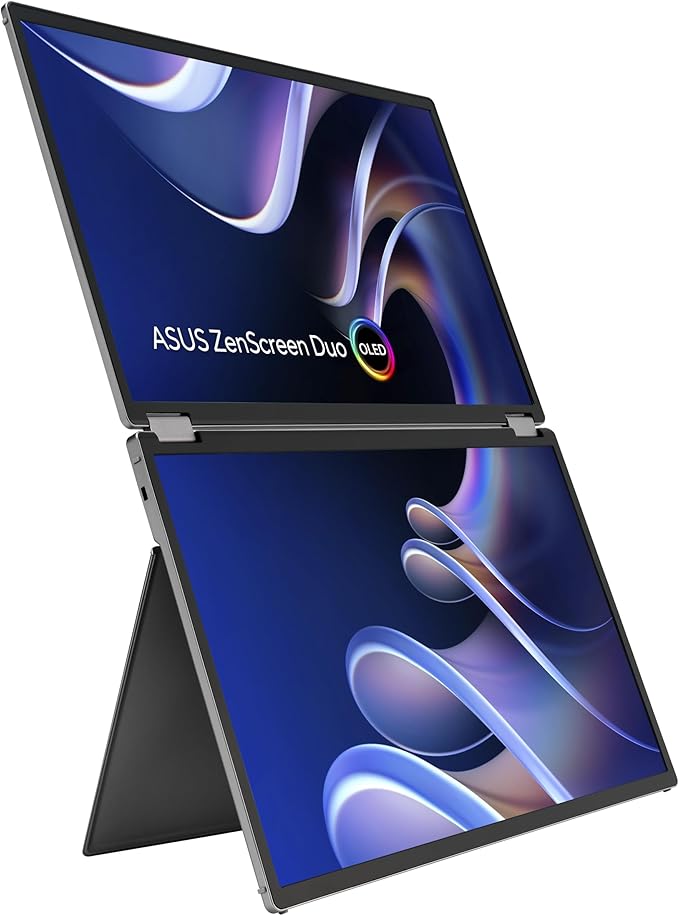 ASUS ZenScreen Duo OLED 360° Foldable Portable Monitor (MQ149CD) - Dual 14-inch 16:10 1920x1200 DisplayHDR400 True Black 100% DCI-P3 Delta&lt2 Dual USB-C Mini-HDMI Kickstand 3 yr Warranty