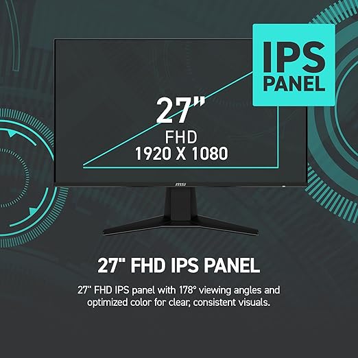 msi G275L E14 27-inch 1920 x 1080 (FHD) Gaming Monitor 144Hz AMD Adaptive Sync HDR Ready HDMI VGA Port VESA Mountable Tilt 4-Side Slim Bezel 1ms Black