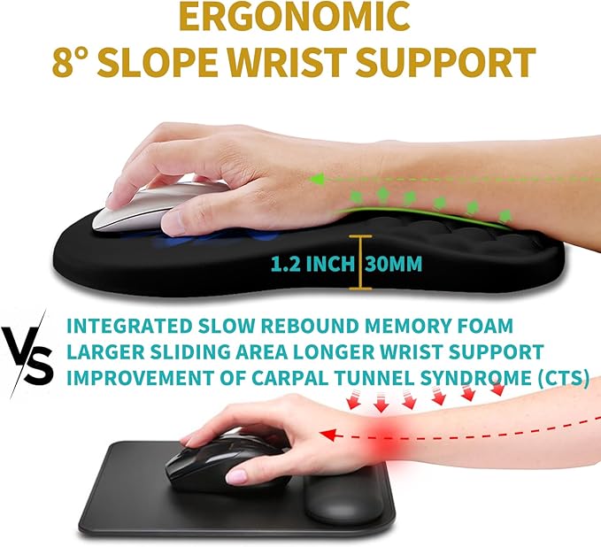 Hokafenle Ergonomic Mouse Pad Wrist Support Wrist Rest Mousepad for Carpal Tunnel Pain Relief with Integrated Memory Foam Slope Massage Bulge (11.8x7.9 inchButterfly Lotus Floral