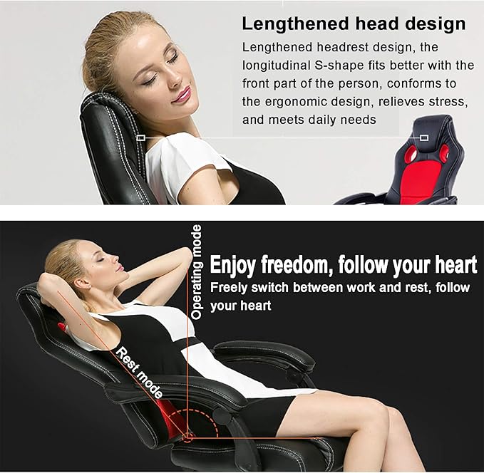 Office Chair Gaming Chair Computer Chair Gaming Chair Racing Office ChairHeight Adjustable Game Chair High Back Swivel Gamer Chair Recliner E-Sports ChairPU Leather Rolling Computer Chair