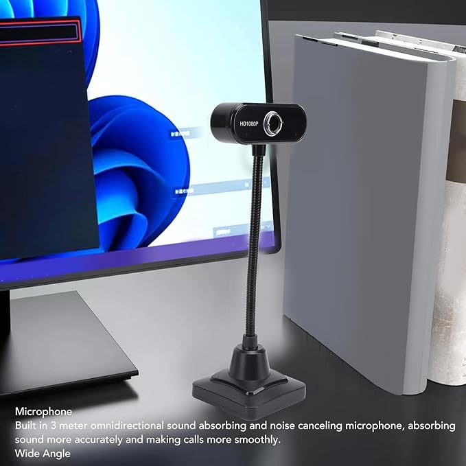 GOWENIC Web Camera 1080P USB Computer Camera with 3 Meter Omnidirectional Noise Reduction Microphone Wide Angle for Vista