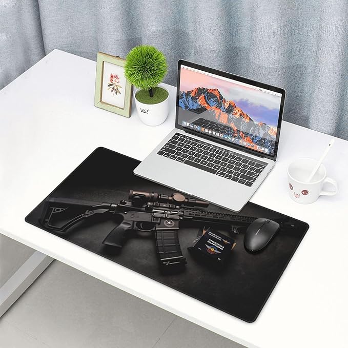 Handgun Desk Cover MatExtended Large Mouse PadComputer Laptop Mat Desk Decor for Office Game Home 30x16 Inch