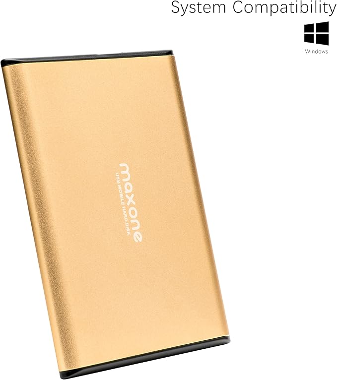 Maxone 160GB External Hard Drive Portable 2.5'' Ultra Slim HDD Storage USB 3.0 Compatible with PC Laptop Gold