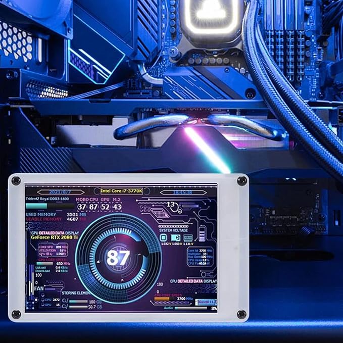 3.5 inch IPS USB Mini Screen PC Sensor Panel Display PC Sensor Panel for GPU RAM Time Dimmable Theme Editor Auto Off Dual USB Port Computer CPU Monitor Screen