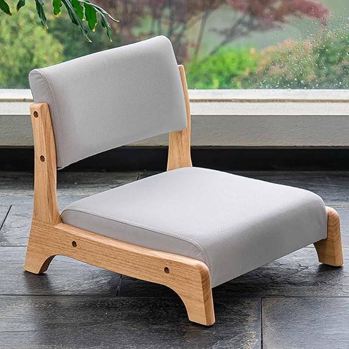 ELEFOCUS Portable Leg Meditation Floor Chair Lazy Bay Window Chair with Comfortable High Elasticity Foam Cushion(Light Gray)