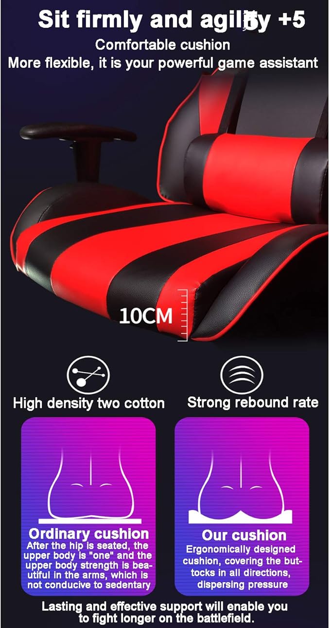 Office Chair Gaming Chair Computer Chair PU Leather Office Swivel Chair Recliner for AdultsGaming Chair High BackBig and Tall Computer Game Chair with Headrest Lumbar PillowAndrgonomic Ga