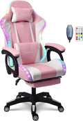 Video Gaming Chair with Speaker and RBG LightErgonomic Gaming Chair with Footrest and Massage Function90°-135° Comfortable Computer Reclining ChairAdults Teens Computer Chair.Pink