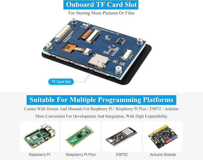 3.5inch Capacitive Touch Screen Compatible with Raspberry Pi 5/4B/3B+/Zero/Zero W/Zero 2W/Pico/Pico W/Pico 2/Pico 2 W/ ESP32 /Ar-duino IPS Display 320x480 Resolution SPI and I2C Control Interfaces