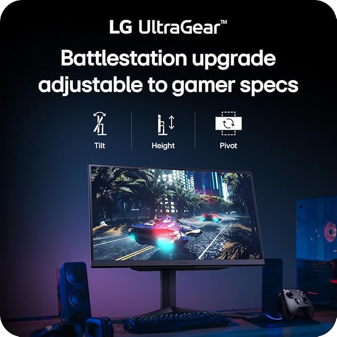 LG 27GR83Q-B 27-inch Ultragear QHD (2560x1440) IPS Gaming Monitor 240Hz 1ms DisplayHDR 400 G-Sync AMD FreeSync Premium HDMI 2.1 DisplayPort 4-Pole HP Out DTS GP:X Tilt/Height/Pivot Stand Black