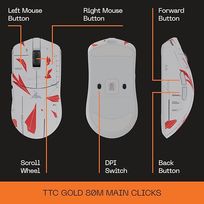 Higround Yuma Wireless Mouse - Radar Lightweight Gaming Mice PIXART 3395 Sensor 26K DPI 650 IPS 50G Acceleration Up to 70 Hours Battery Life 4KHz Wireless Polling Rate with Motion Sync
