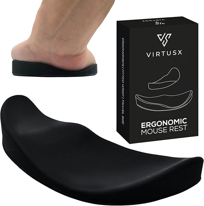 Virtusx Ergonomic Wrist Rest for Mouse Right-Handed Gliding and Sliding Palm Wrist Support Pad Carpal Tunnel and Pain Relief Desk Accessories for Office Work Gaming Coding
