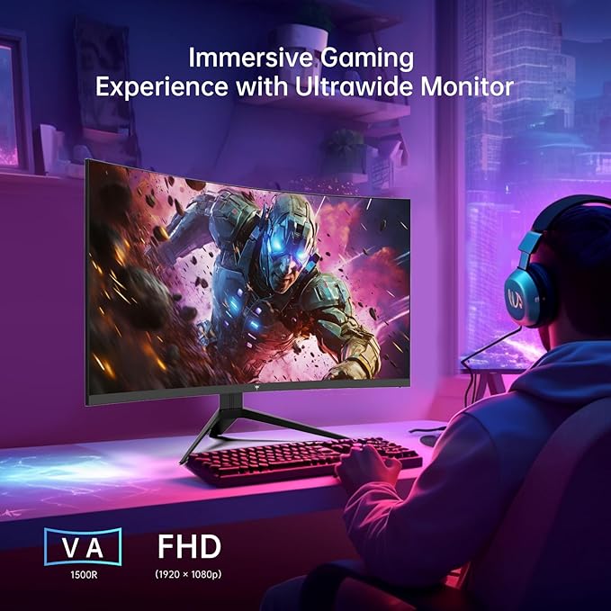 KTC 32 Inch FHD 1080p Curved Gaming Monitor - VA 1500R Curved Monitor 165Hz 1ms MPRT FreeSync &amp G-Sync 122% sRGB DP/HDMI VESA HDR10 for Gaming Home Office Business PC Monitor