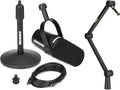Shure MV7+ Hybrid Podcast Microphone with Adjustable Boom Arm Stand - USB &amp XLR Connectivity for Streaming Recording and Podcasting