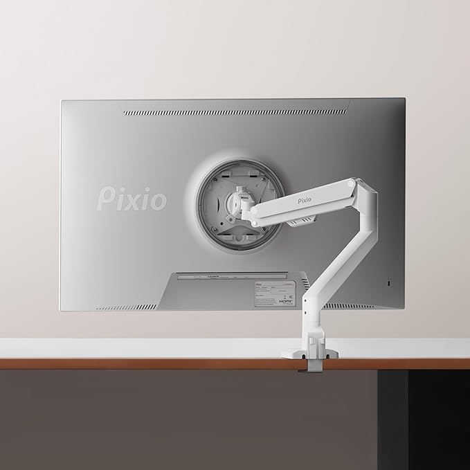 Pixio PXC279WAVE White 27 inch 300Hz Refresh Rate FHD 1080p Resolution 1650R Curve Fast VA Panel 1ms GTG Response Time HDR Curved Gaming Monitor and PS1S Wave White Single Monitor Arm