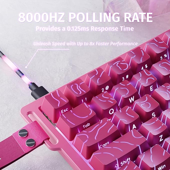 ATTACK SHARK X68 HE 8KHZ Rapid Trigger Keyboard Magnetic Switch0.01 mm RT AccuracyWired RGB 60% Gaming Keyboard TKL with Adjustable ActuationSnap TapCoiled Cablefor PC/Mac(Red)