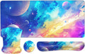 MEGREZ 4-in-1 Ergonomic Memory Foam Wrist Rest Set Desk Pad Mouse Pad with Wrist Rest Keyboard Pad Suitable for Office Workers Programmers &amp Gamers–Relieve Typing &amp Gaming Fatigue Inters