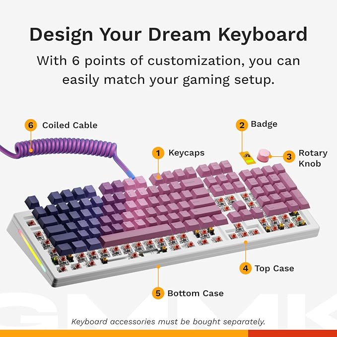 Glorious Gaming - GMMK 3 Custom Mechanical Gaming Keyboard with Knob 100% Keyboard Full Size Modular Gasket System Doubleshot PBT Keycaps Aluminum Switch Plate Hotswappable Switches ANSI (White)