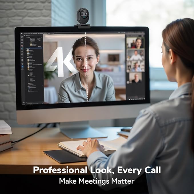 EMEET Piko 4K Webcam for Streaming World’s 1st Dual-Camera AI-Powered 4K Camera w/AI Autofocus 3 Mics Array&amp3 Sound Modes USB Webcam with Clip Great for Streaming Desk Setup