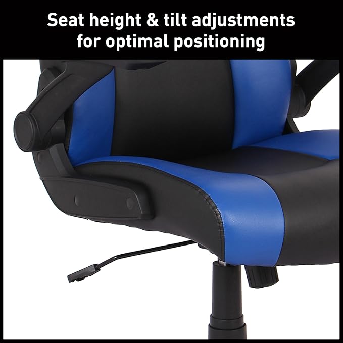 RS Gaming™ RGX Faux Leather High-Back Gaming Office Chair Black/Blue BIFMA Compliant