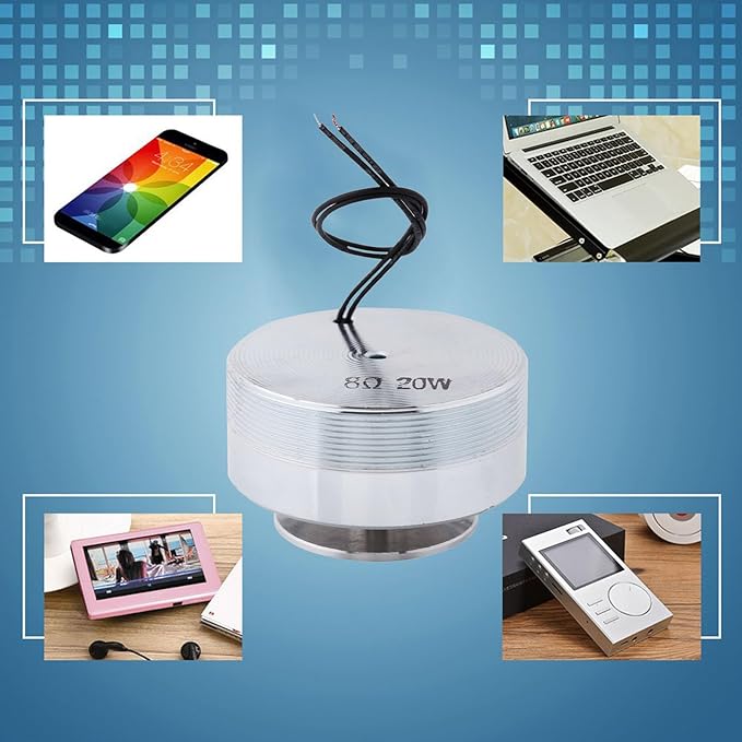 1Pcs 50MM 2Inch Full Range Resonance Speaker with Powerful Vibration Bass for Computer Laptop Smartphone Audio Playback Steel Color Compact Design (8Ω 20W)