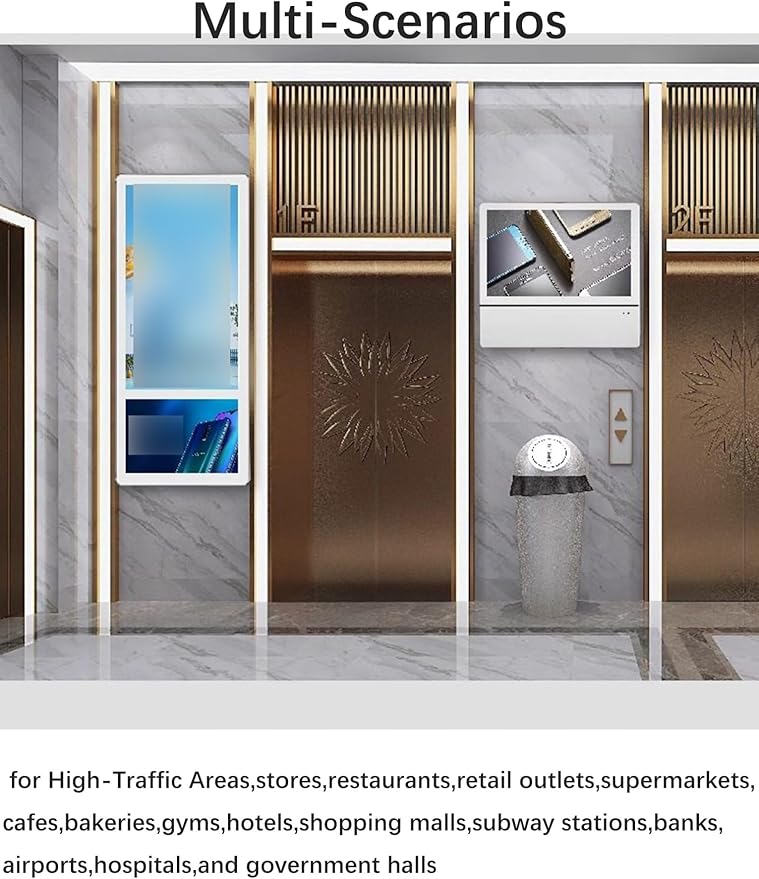 Wall Mounted Elevator LCD Advertising Display Player HD Digital Signage Single Unit Version Horizontal Screen for Building &amp Hotel Lobby(21.5in)