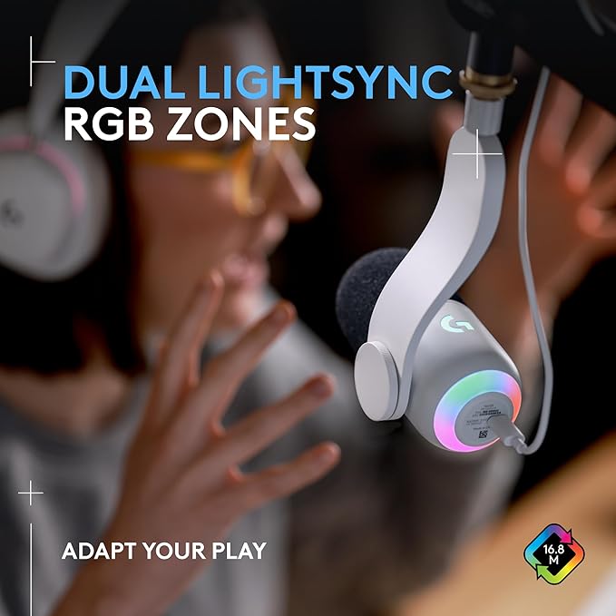 Logitech G Yeti GX Dynamic RGB Gaming Microphone with LIGHTSYNC USB Mic for Streaming Supercardioid USB Plug and Play for PC/Mac - White