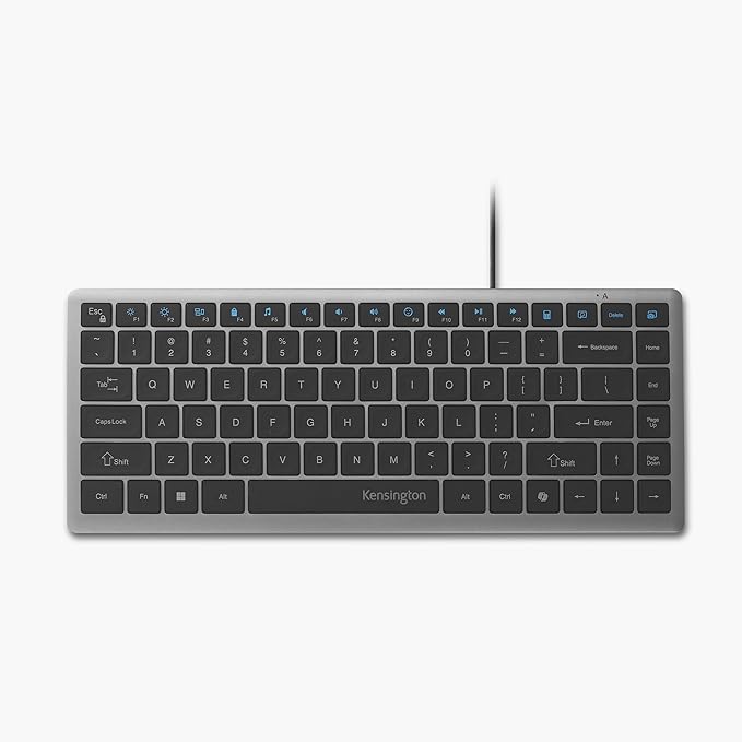 Kensington KB415 USB-C Wired Compact Keyboard Quiet Scissor-Switch Keys Programmable Copilot Hotkey Compatible with Windows Black (K75411NA)