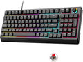 Mechanical Gaming Keyboard with Red Switches: 98 Keys PC Gaming Keyboard with BacklitMulti-Function Volume &amp Lighting KnobAnti-Ghosting Wired USB keybaord for Elite PC/Mac Gamers