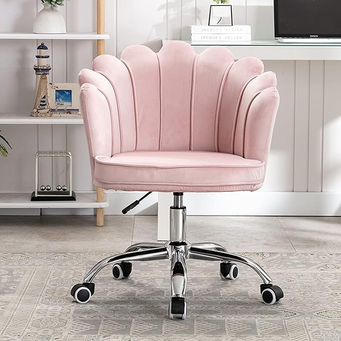 Velvet Dresser Chair Ergonomic Office Game Chairs Bedroom Swivel Recliner Chair with Adjustable Sit Height Home Chair Living Room for Gaming