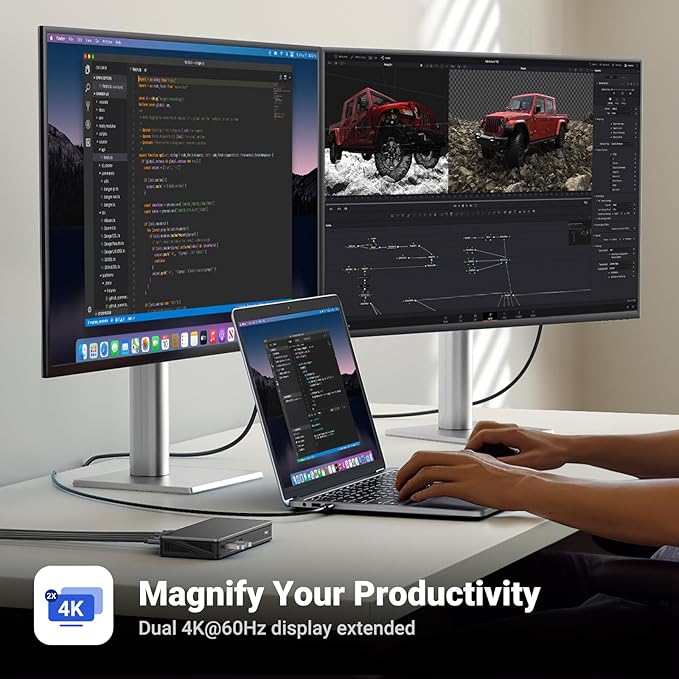 UGREEN USB C Docking Station DisplayLink 9-in-1Revodok Pro 209Dual 4K@60hz Monitor Dock for MacBook &amp Windows with 2 DP &amp 2 HDMI 10 Gbps USB C &amp USB-A Data Ports 100W PD Gigabit Ethe