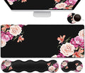 Black Mouse PadKeyboard Mouse Pad SetExtended Gaming Mouse Pad + Memory Foam Keyboard Wrist Rest SupportPeony Flower Office Desk Mat Writing Pad Easy Typing Pain ReliefXXL Large Mousepad Desk Mat
