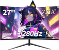 ZZA Curved Monitor 27 inch280Hz PC MonitorFull HD 1080P Computer MonitorEye-Care Display with HDMIDPFramelessFreeSyncWall Mountable for Office and Home