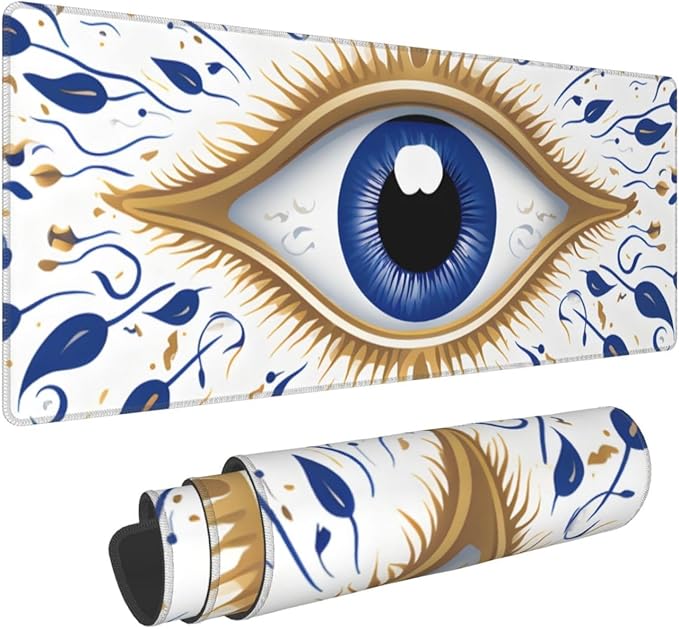 Ancient Hamsa Eye Ethnic Large Mouse Pad XL Extended Gaming Pad Waterproof Desk Mat for Desktop Keyboard Non Slip Mousepad for Office Game Home 32.15x11.8