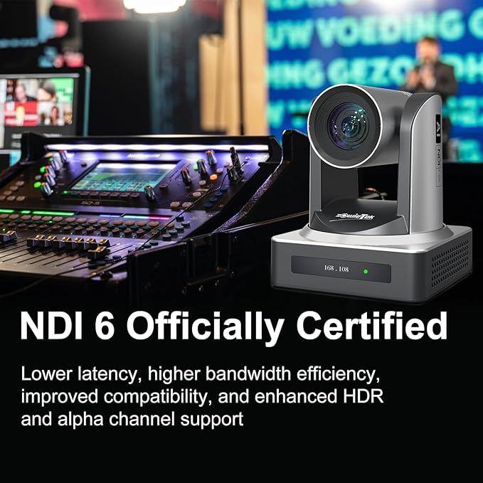 Zowietek NDI PTZ Camera (Native NDI 6 Certified) AI Auto Tracking PTZ Camera 1080P60 PoE 20X Optical Zoom 3G-SDI HDMI USB3.0 LAN Live Streaming for Church Meeting Education Sport Hospital Wedding