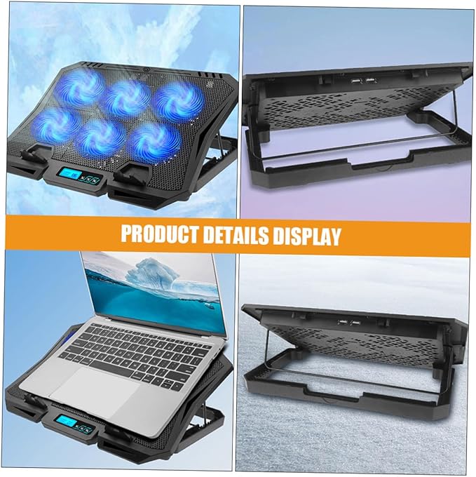 MERRYHAPY Laptop Cooling Pad 15.6 Inch Laptop Cooler Stand with Quiet Fan Adjustable Speed Blue LED Light for Gaming and Office Use