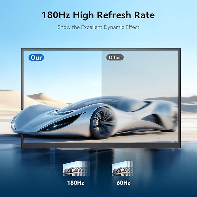 24 180Hz Gaming Monitor 2.5K 2560x1440 QHD Fast IPS 112.5% sRGB Large Portable Monitor Height &amp Rotation Adjustable Stand Type-C HDMI Eye Care External Screen for Laptop Phone PS4&amp5 Switch