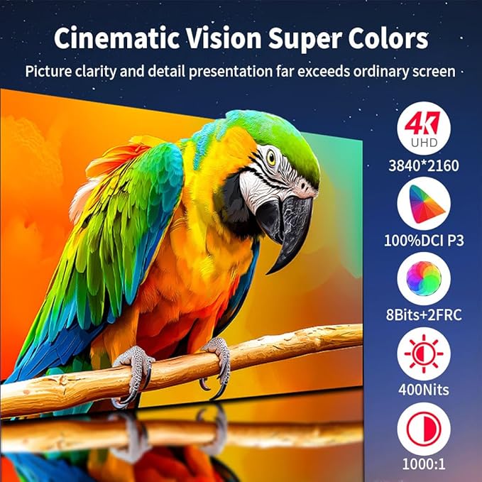 Portable Monitor IPS Small HDMI Display Dual USB-C Low Power External Screen for Laptop PC Mac Switch Rasp Pi Xbox (17.3 IPS 4K 120Hz)