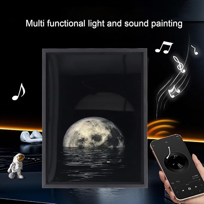 Bluetooth Speaker with Night Light Wireless Creative Ambient Light Speaker Desktop Starry Decorative Painting HiFi Sound &amp Soft Light USB Powered 18x24cm