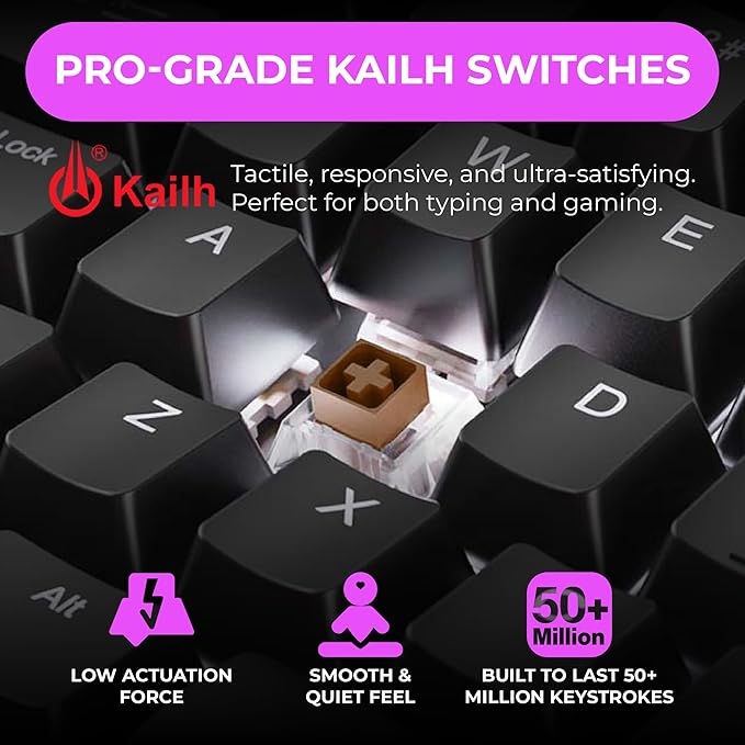 Cloud Nine C989 Ergonomic Mechanical Keyboard for PC - Kailh Linear Red Switches - RGB Light Up LED Backlit with USB - Ergo Split Key Board with Macro