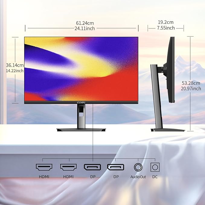 27 Inch 4K 70Hz Monitor UHD (3840 * 2160) IPS Ultra-Slim Bezel Monitor for Photo Video Editing ΔE &lt 2 100% DCI-P3 1.07B+ Colors PIP-PBP Adaptive Sync DP/HDMI Black