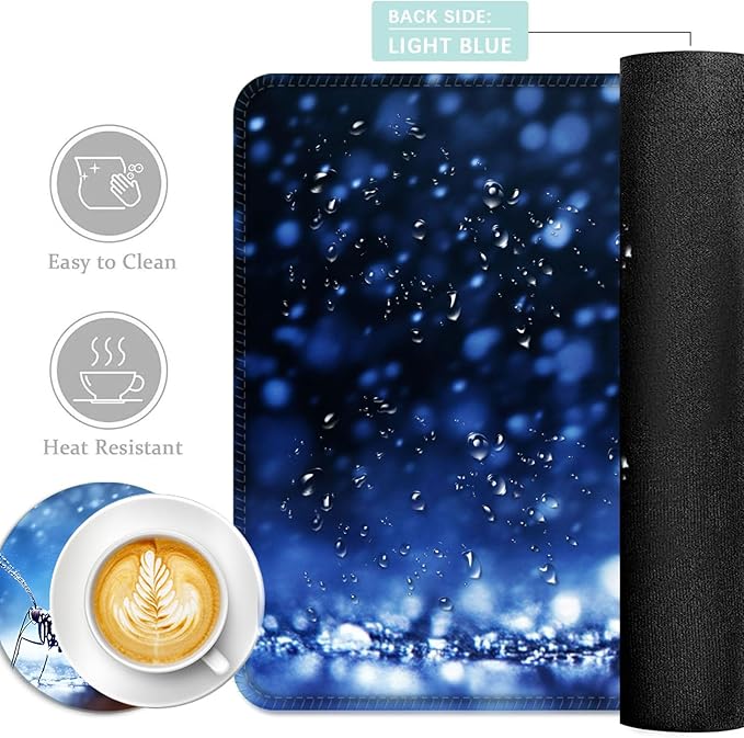 Keyboard Mouse Pad Set Extended Gaming Mouse Pad+Ergonomics Keyboard Wrist Rest Support Memory Foam Easy Typing Pain Relief 4Pcs XL Ultra Thick Desk MatButterfly in Rain