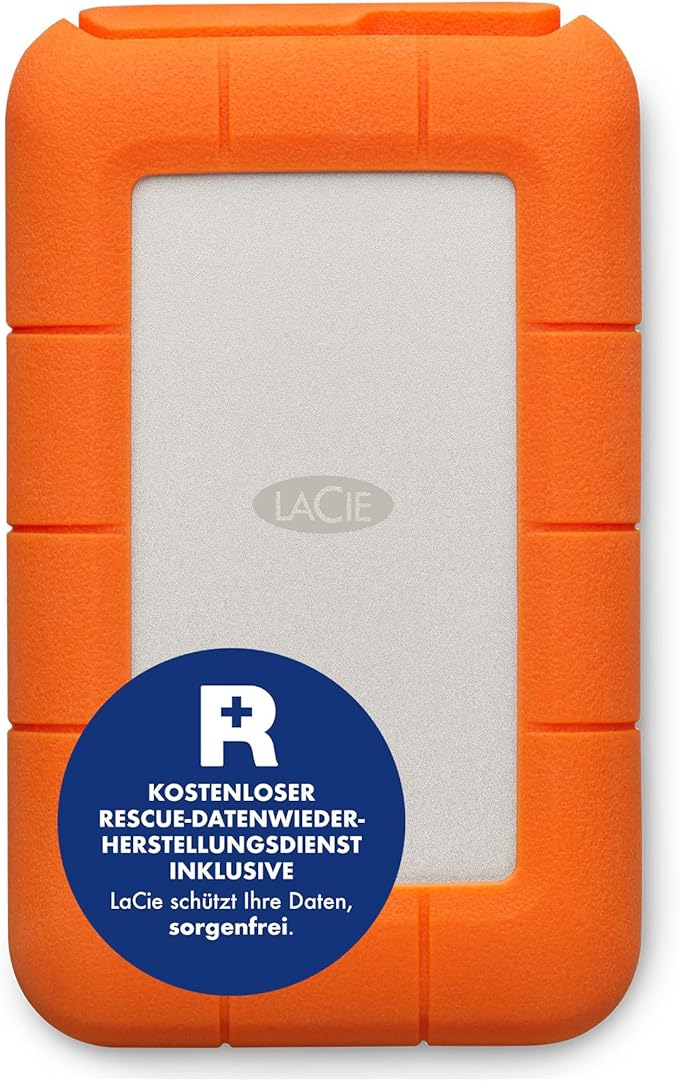 LaCie Rugged USB-C 1TB Portable External Hard Drive Drop Shock Dust Rain Resistant for Mac &amp PC (STFR1000800)