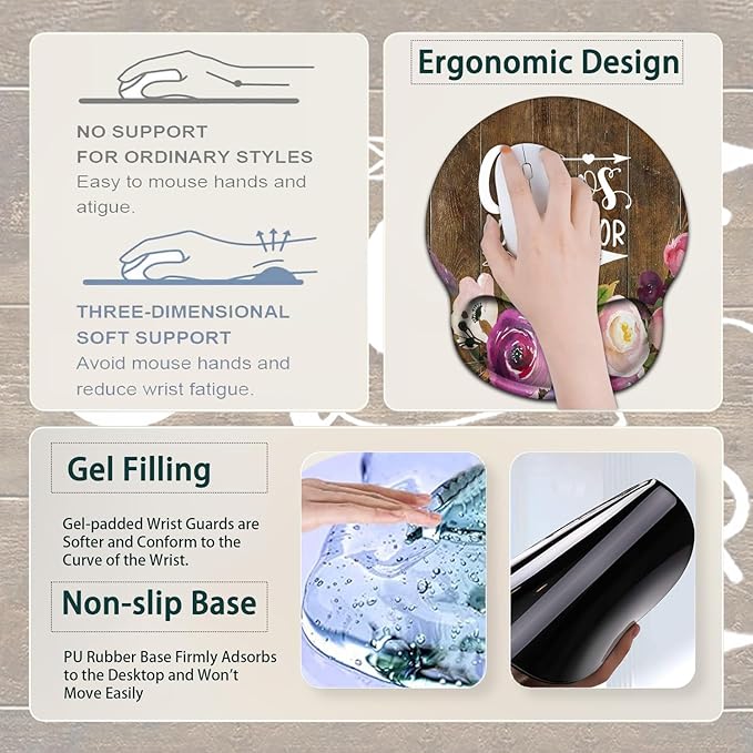 Large Mouse Pad Ergonomic Mouse Pad with Wrist Rest and Keyboard Wrist Rest 4 in 1 Set 31.5 x11.8 inch Extended Desk Pad for Home OfficeChaos Coordinator Quotes Watercolor Floral Gaming Mouse Mat