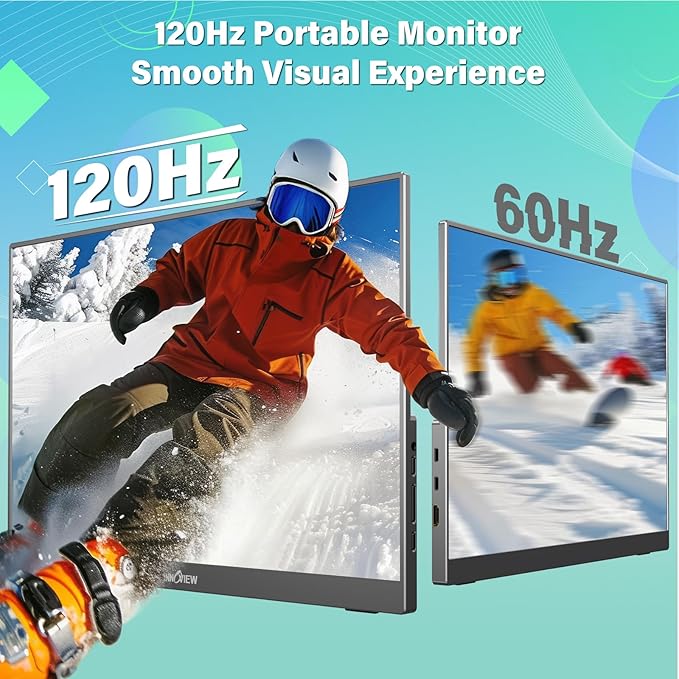 InnoView 16 Portable Monitor 120Hz 2.5K QHD 2160x1600 100% sRGB Laptop Screen Extender | 2 x Type-C &amp HDMI Portable Monitor for Macbook/Switch/PS5/Xbox(Adapter Excluded)