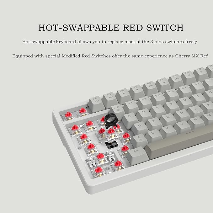 FIRSTBLOOD ONLY GAME. AK992 Retro Wired Mechanical Keyboard 98 Keys Full Layout Hot-Swappable USB Gaming Keyboard with Red Switches Multimedia Keys Knob Blue Backlit Anti-Ghosting Grey