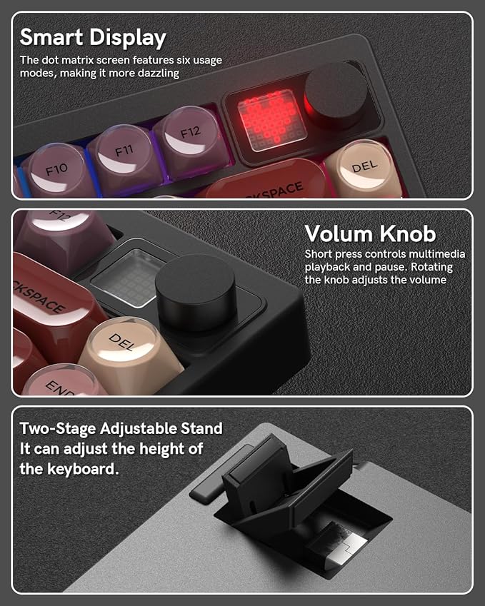 MT75 Lipstick Wireless Mechanical Keyboard 75% Layout Hot Swap Gasket Custom Structure Creamy Pre-lubed Switches Gaming Keyboard with MOA Jelly Keycaps RGB Backlit BT5.0/2.4G/USB-C Mode