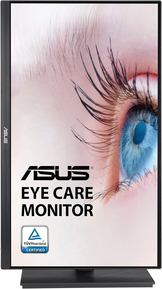 ASUS 24” 1080P Monitor (VA24EQSB) - Full HD IPS 75Hz Built-in Speakers Eye Care Low Blue Light Flicker Free VESA Mountable Height Adjustment Frameless DisplayPort HDMI VGA USB HubBlack