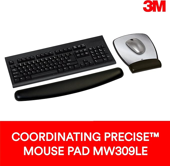3M™ Compact Gel Wrist Rest for Keyboards Soothing Gel Comfort Product Protection 18 Wide Black