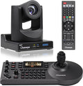 Chameye NDI PTZ Camera 30x Optical Zoom AI Auto Tracking PTZ Camera NDI PTZ Controller for Church Worship Education Events C730N+E300
